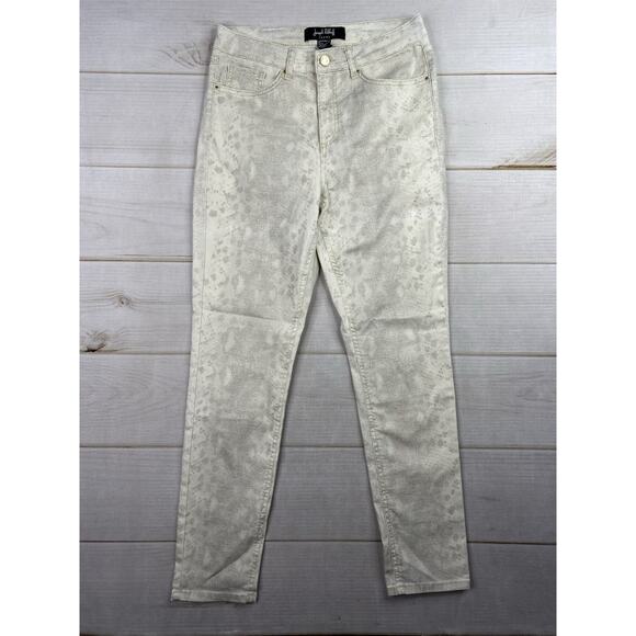Joseph Ribkoff Jeans Womens 8 Animal Snake Print Stretch Slim Tapered Leg Cream - Picture 1 of 11